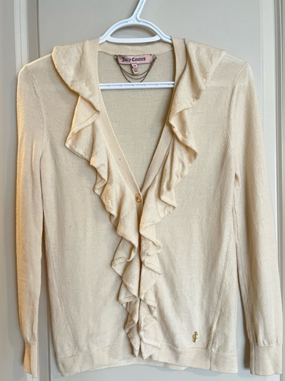 Juicy Couture Lightweight Ivory Wool Cardigan Size XS